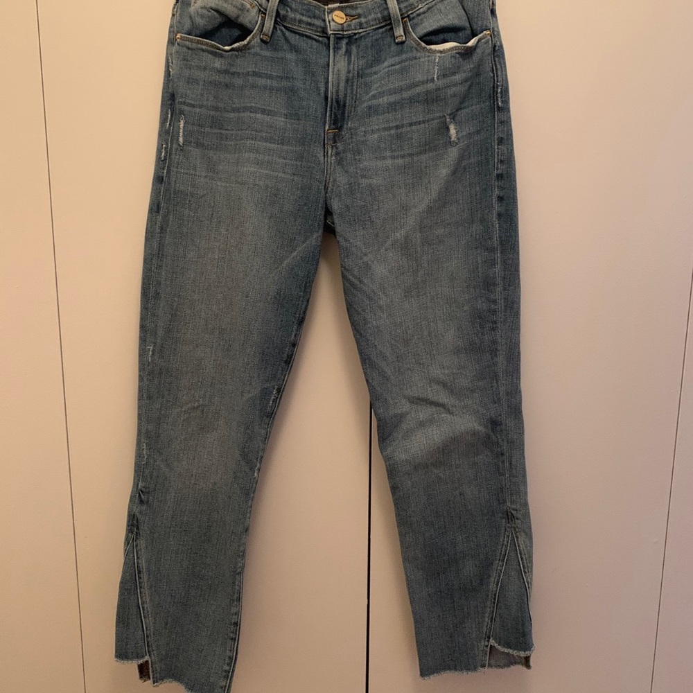 FRAME medium wash Le High Straight Jean